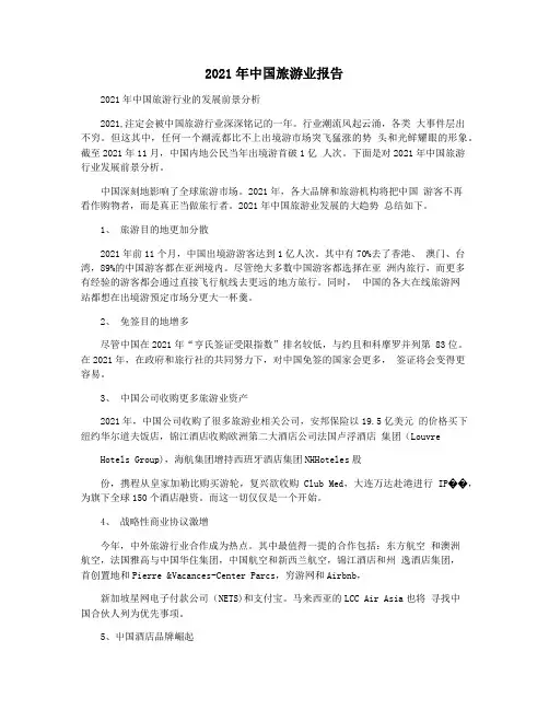 2021年中国旅游业报告