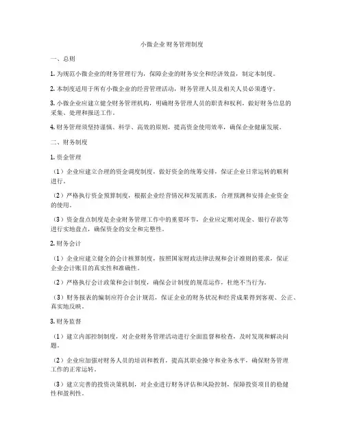 小微企业 财务管理制度