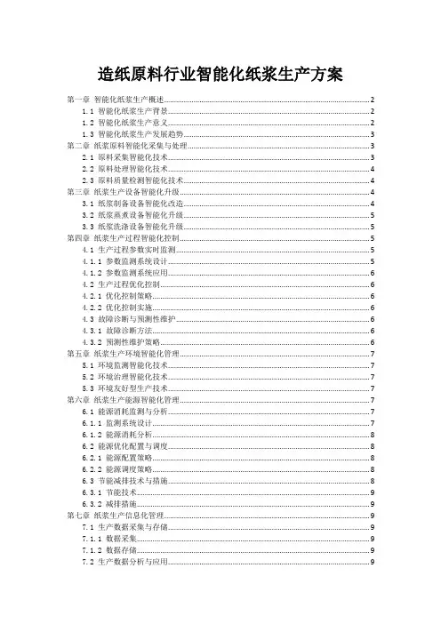 造纸原料行业智能化纸浆生产方案