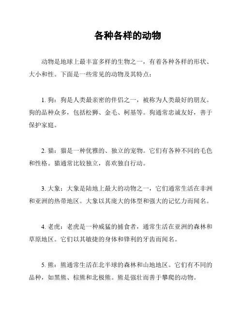 各种各样的动物