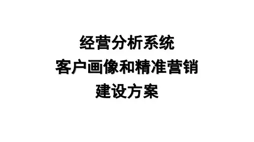 经营分析系统客户画像和精准营销建设方案