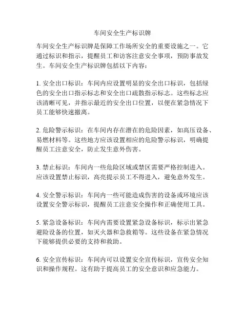 车间安全生产标识牌