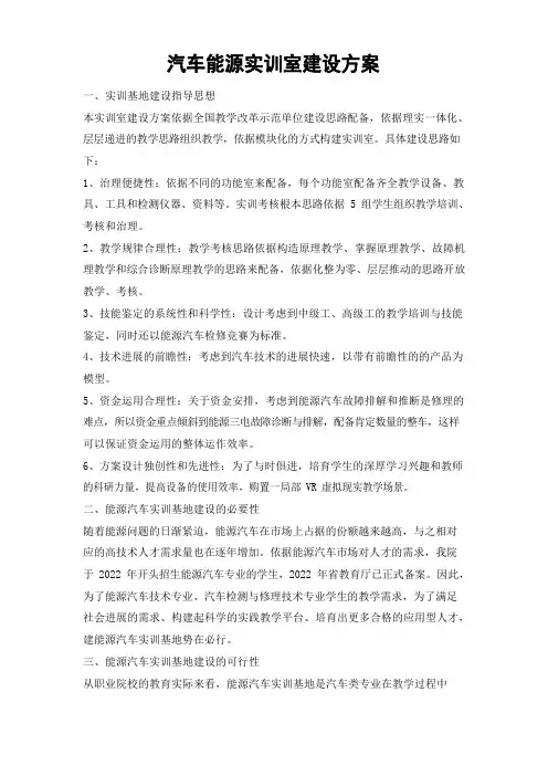 新能源汽车实训设备采购方案