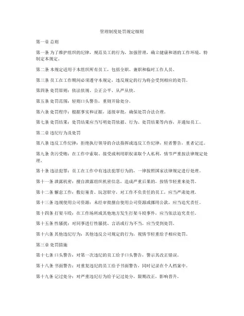 管理制度处罚规定细则