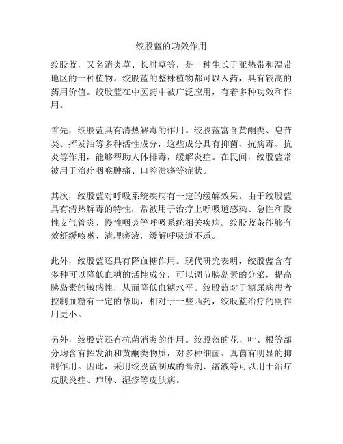 绞股蓝的功效作用