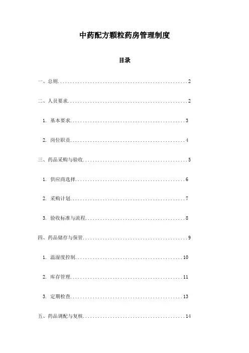 中药配方颗粒药房管理制度