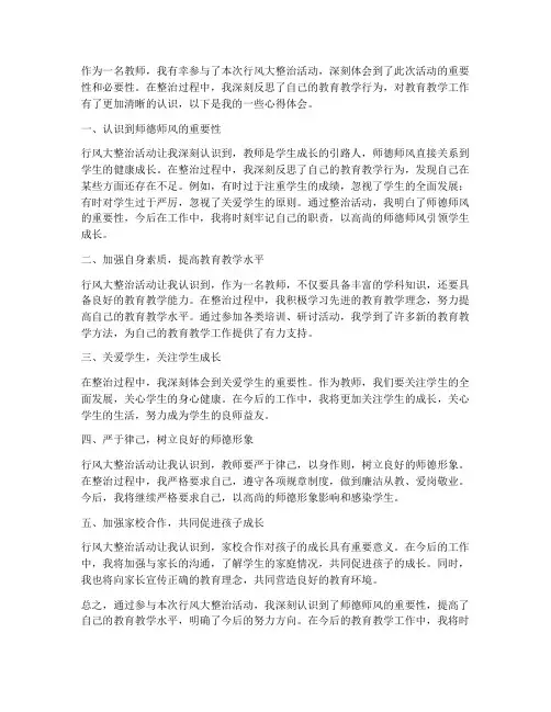 行风大整治心得体会教师