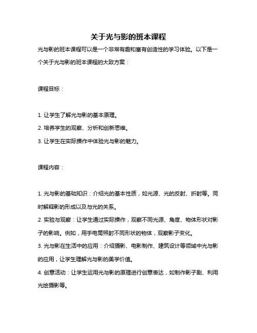关于光与影的班本课程