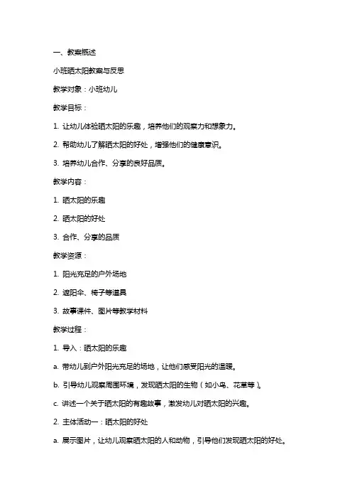 小班晒太阳教案与反思