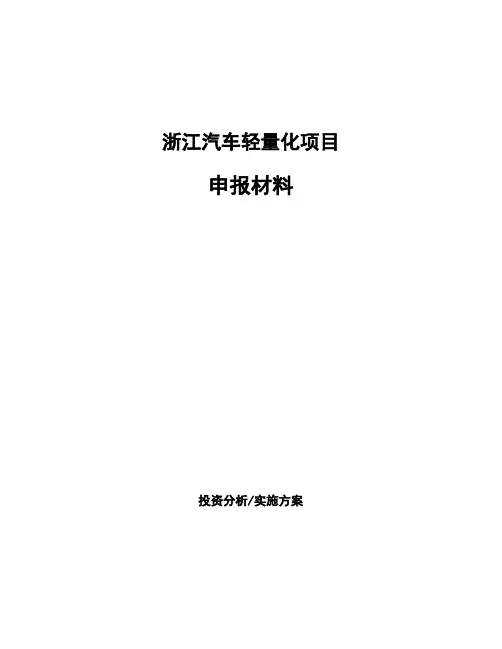 浙江汽车轻量化项目申报材料