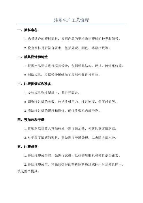 注塑生产工艺流程