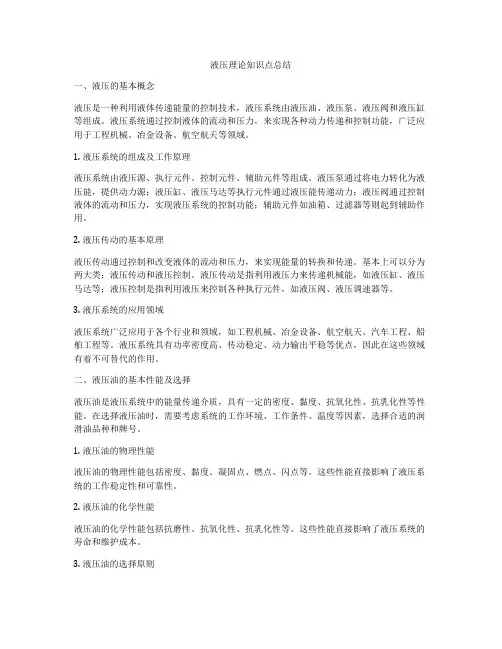 液压理论知识点总结