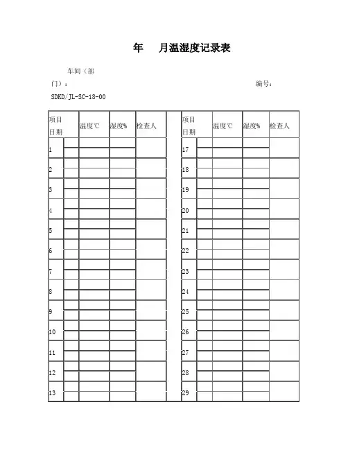 温湿度记录表