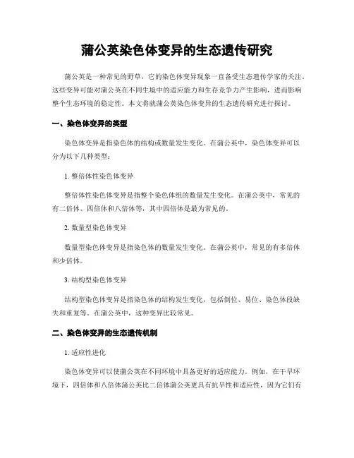 蒲公英染色体变异的生态遗传研究