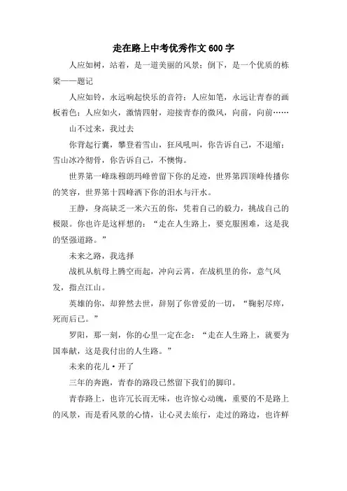 走在路上中考优秀作文600字