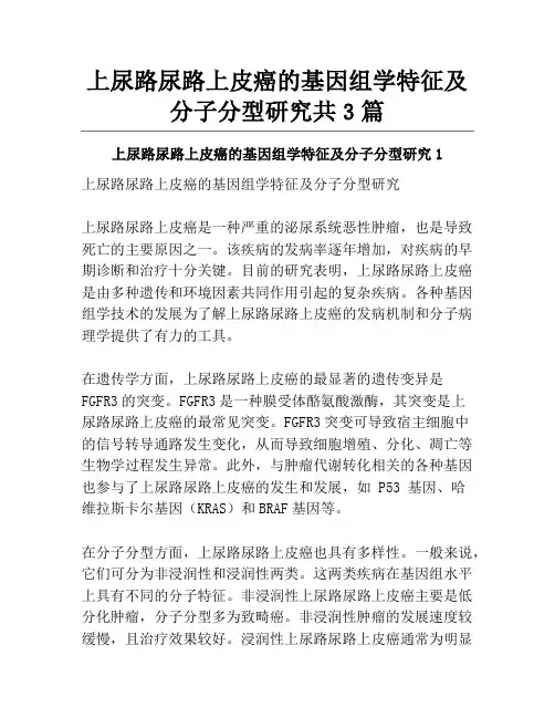 上尿路尿路上皮癌的基因组学特征及分子分型研究共3篇