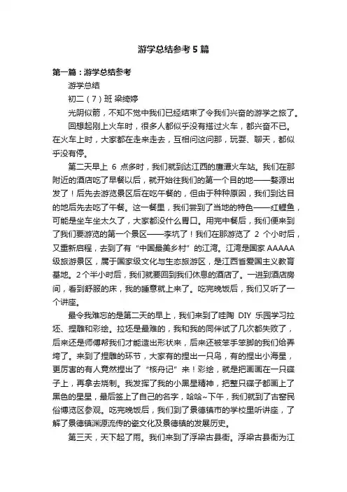 游学总结参考5篇