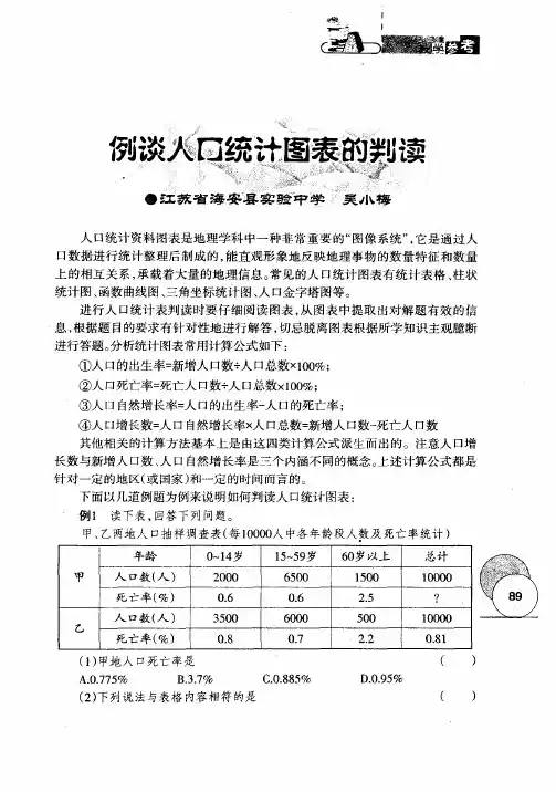 例谈人口统计图表的判读