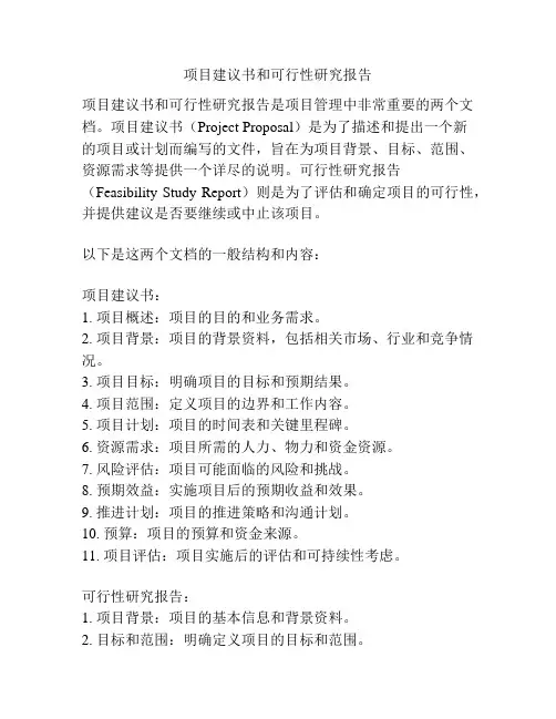 项目建议书和可行性研究报告