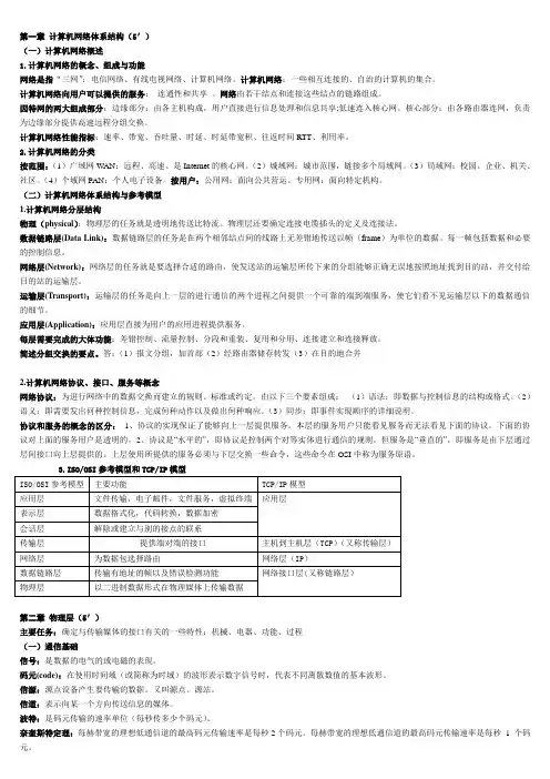 计算机网络原理考试复习资料
