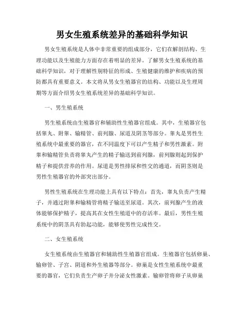 男女生殖系统差异的基础科学知识