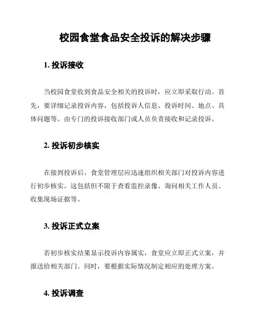 校园食堂食品安全投诉的解决步骤