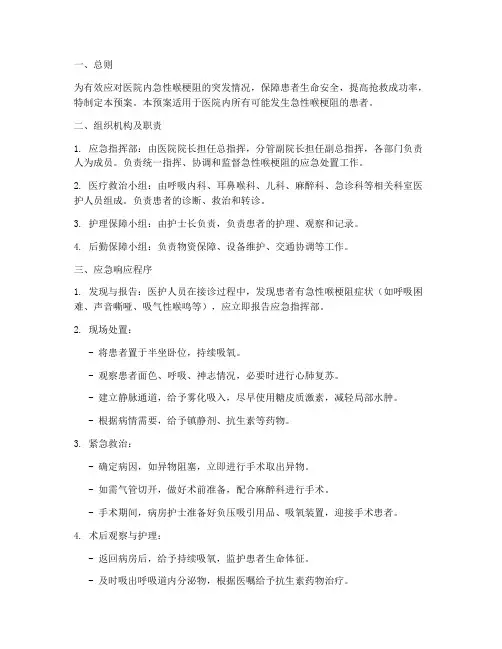 喉梗阻应急预案
