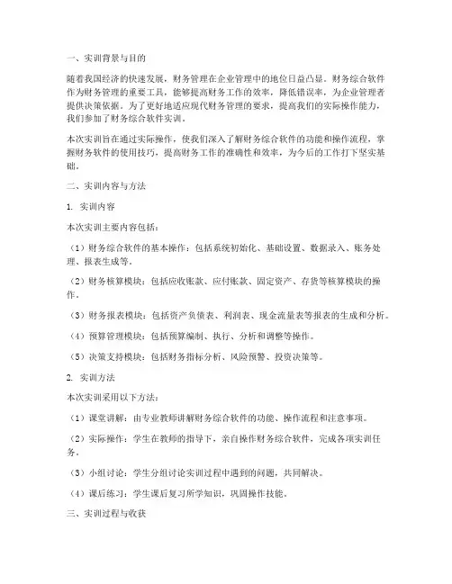 财务综合软件实训报告
