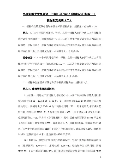 九龙新城安置房建设二期项目法人-勘察设计标段一
