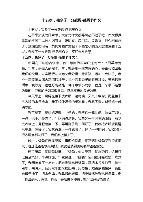 十五岁，我多了一分感恩-感恩节作文