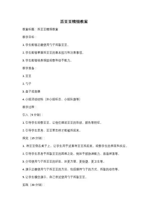 舀豆豆精细教案