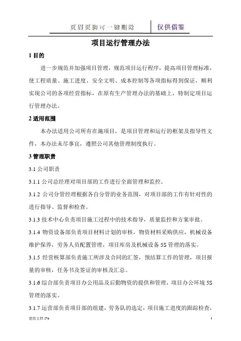 项目运行管理办法(特选应用)