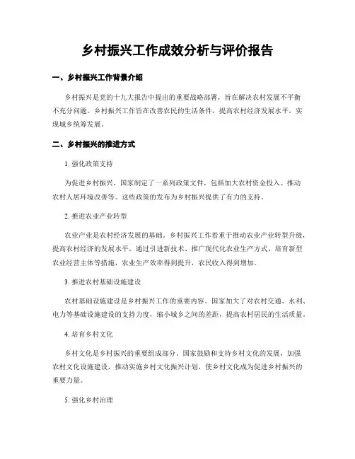 乡村振兴工作成效分析与评价报告