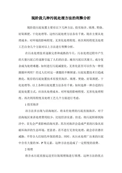 现阶段几种污泥处理方法的利弊分析.doc