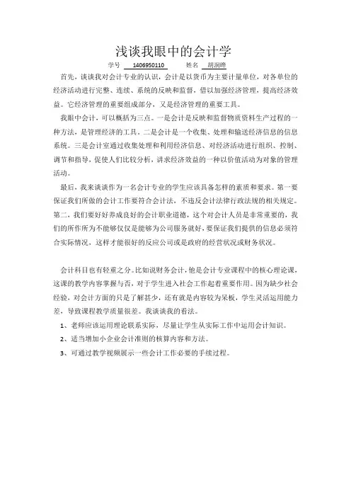 浅谈我眼中的会计学