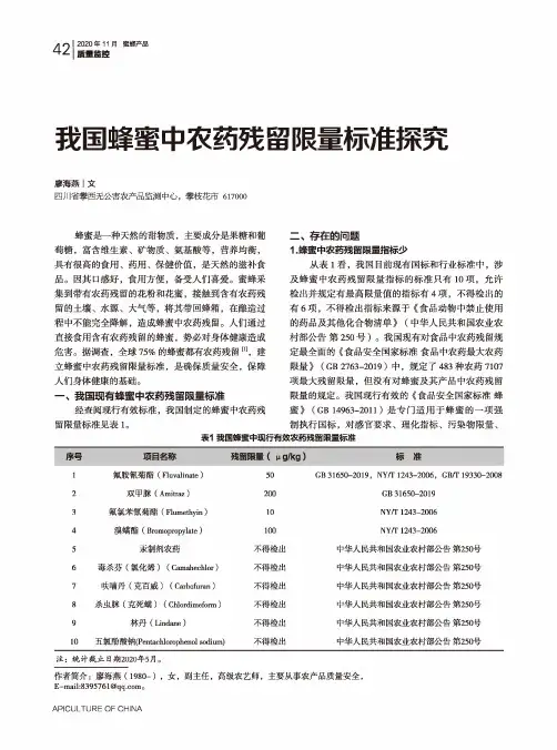 我国蜂蜜中农药残留限量标准探究