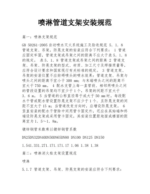 喷淋管道支架安装规范