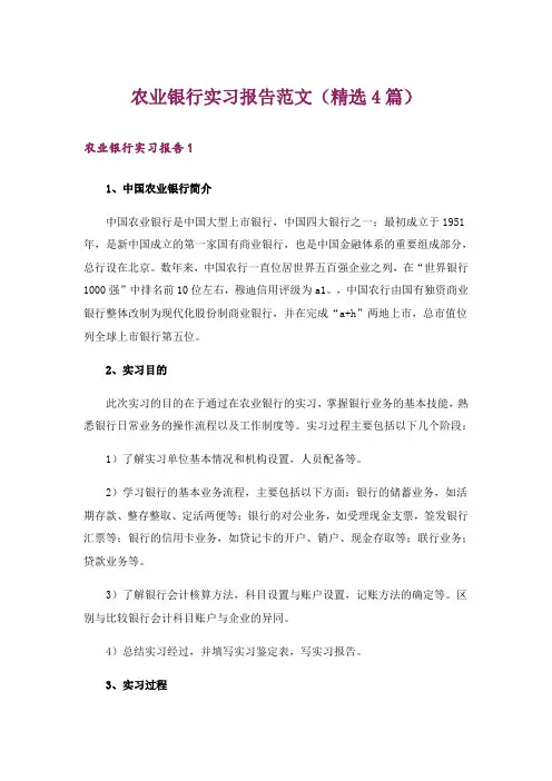 农业银行实习报告范文(精选4篇)