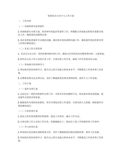 检察院办公室个人工作计划