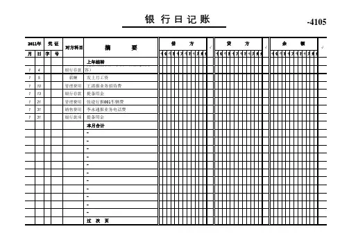 出纳现金银行流水日记账自动表格