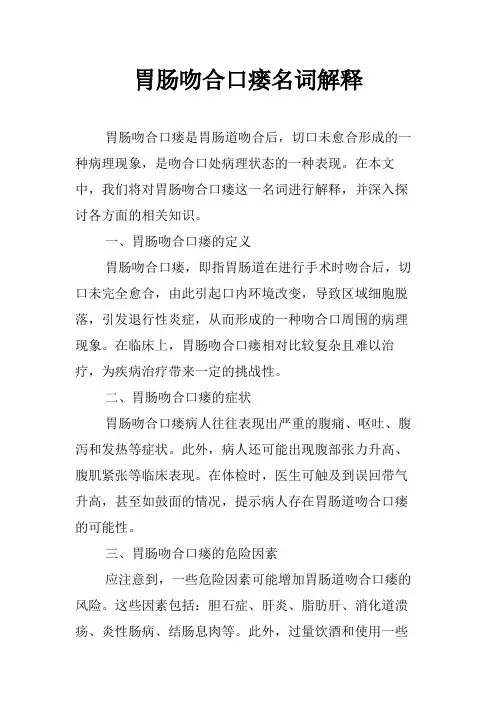 胃肠吻合口瘘名词解释