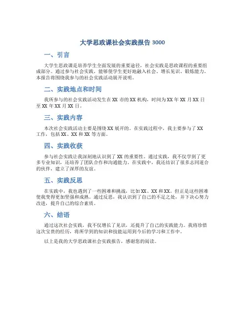 大学思政课社会实践报告3000