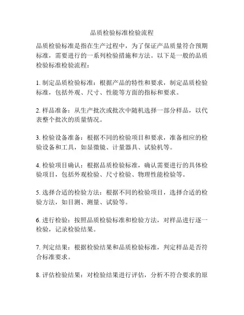 品质检验标准检验流程