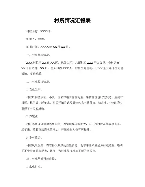 村所情况汇报表