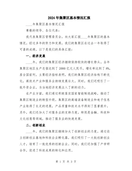 2024年集聚区基本情况汇报