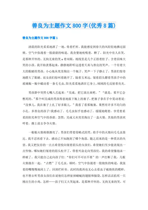 善良为主题作文800字(优秀8篇)