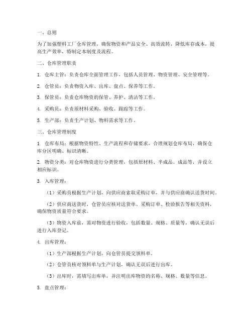 塑料工厂仓库管理制度及流程