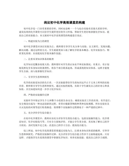 浅议初中化学高效课堂的构建