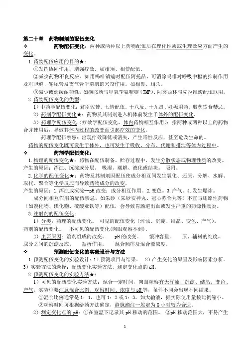 中药药剂学  第二十章药物制剂的配伍变化