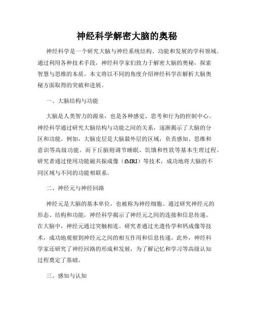 神经科学解密大脑的奥秘